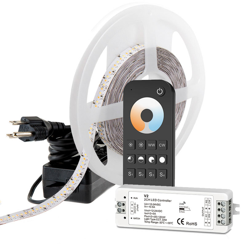 24V LED Strip Light Kit CCT White Color Temperature Dimmable